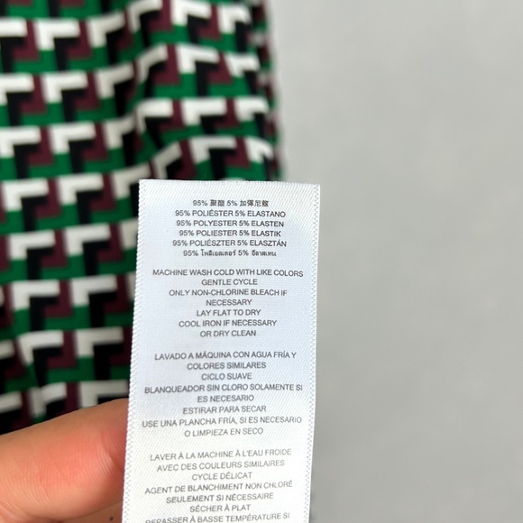 Michael Kors women size XL long sleeve top brown green geometric stretch jersey - Picture 13 of 15